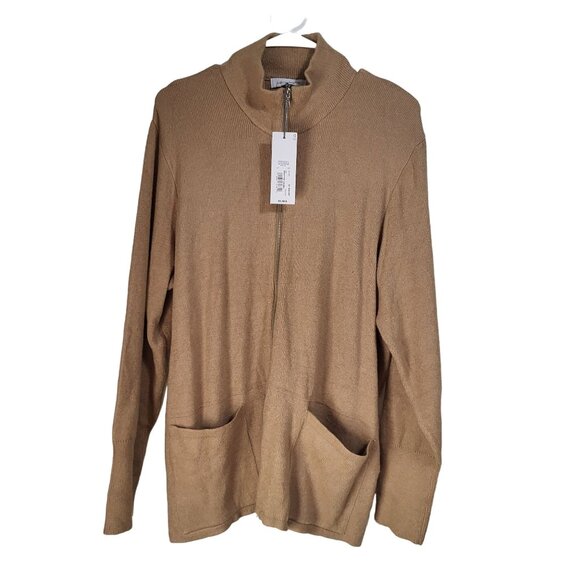 Liz Claiborne Sweaters - Liz Claiborne Women's XXL Signature Caramel Brown Full Zip Sweater NWT